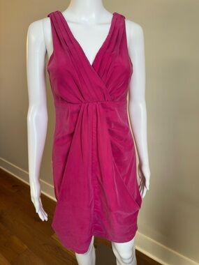 V-Neck Pleated Mini Dress